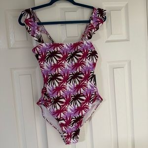 NWT Jones New York palm tree print swim suit Sz L